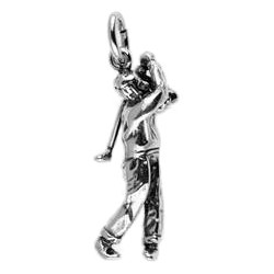 Anhänger Golfspieler in echt Silber 925 oder Gold, Charm, Ketten- oder Bettelarmband-Anhänger