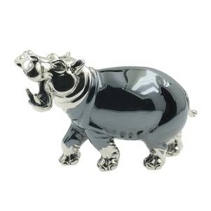 Zierfigur Nilpferd, Flusspferd in echt Sterling-Silber 925, Standmodell