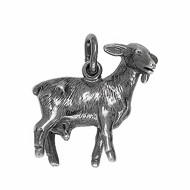 Anhänger Chinesische Ziege, Tierkreiszeichen in echt Sterling-Silber 925 oder Gold, Charm, Kettenanhänger oder Bettelarmband-Anhänger 