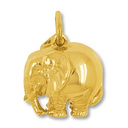 Anhänger Elefant in echt Gelbgold, Charm, Kettenanhänger oder Bettelarmband-Anhänger , hohl