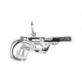 Anhänger Sportpistole in echt Sterling-Silber 925 weiß, Gelbgold oder vergoldet, Ketten- oder Schlüssel-Anhänger
