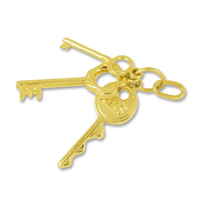 Anhänger Schlüsselbund in echt Gelbgold, Charm, Ketten- oder Bettelarmband-Anhänger