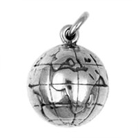 Anhänger Boule, Pétanque, Weltkugel, Erglobus in echt Sterling-Silber 925 oder Gold, Charm, Ketten- oder Bettelarmband-Anhänger