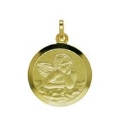 Anhänger Schutzengelplättchen "Gott schütze Dich" in echt Gelbgold, Charm, Ketten- oder Bettelarmband-Anhänger