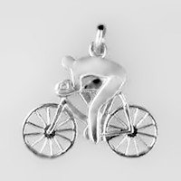 Anhänger Rennradfahrer in echt Sterling-Silber 925 oder Gold, Ketten- oder Schlüssel-Anhänger