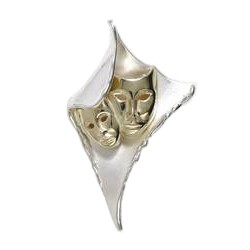 Anhänger Masken in echt Sterling-Silber 925 teilvergoldet oder Gold, Ketten- oder Bettelarmband-Anhänger