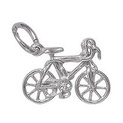 Anhänger Rennrad in echt Sterling-Silber 925 oder Gold, Charm, Ketten- oder Bettelarmband-Anhänger