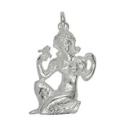 Anhänger Jungfrau, Sternzeichen, Tierkreiszeichen in echt Sterling-Silber 925 oder Gold, Ketten- oder Schlüssel-Anhänger