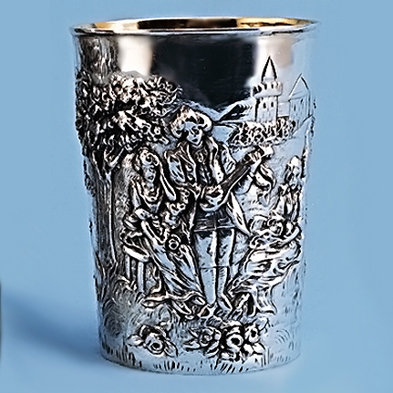Silberbecher, Becher in echt Silber 800, innen vergoldet, deutsche Handarbeit