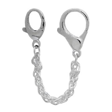 Doppelkarabiner mit Schlüsselkette & Schnappverschluss, Schlüsselmechanik in echt Sterling-Silber 925/000 für Anhänger