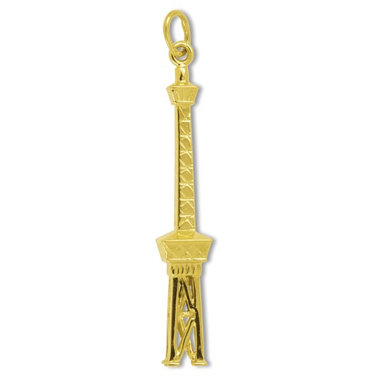 Anhänger Berlin, Funkturm in echt Gold, Ketten- oder Schlüssel-Anhänger