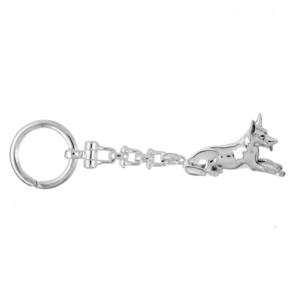 Schlüsselanhänger Schäferhunde in echt Sterling-Silber 925 weiß inklusive Schlüsselring und Kette