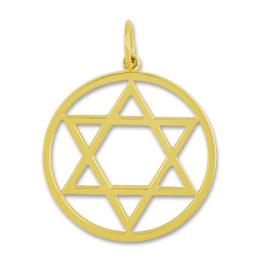 Anhänger Davidstern, Hexagramm in echt Gelbgold, Charm, Ketten- oder Bettelarmband-Anhänger