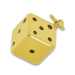 Anhänger Würfel in echt Gold, Charm, Ketten- oder Bettelarmband-Anhänger