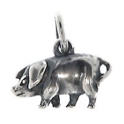 Anhänger Schwein in echt Sterling-Silber 925 oder Gold, Charm, Ketten- oder Bettelarmband-Anhänger