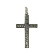 Anhänger Kreuz mit Ornament in echt Sterling-Silber 925 & Gold, Ketten- oder Schlüssel-Anhänger