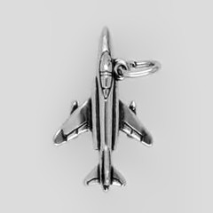 Anhänger Düsenjäger F-4 Phantom in echt Sterling-Silber 925 oder Gold, Charm, Ketten- oder Bettelarmband-Anhänger