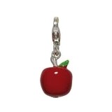 Anhänger Apfel in echt Sterling-Silber 925 lackiert, Charm mit Karabiner, hochwertiger Ketten- oder Bettelarmband-Ein-/Anhänger