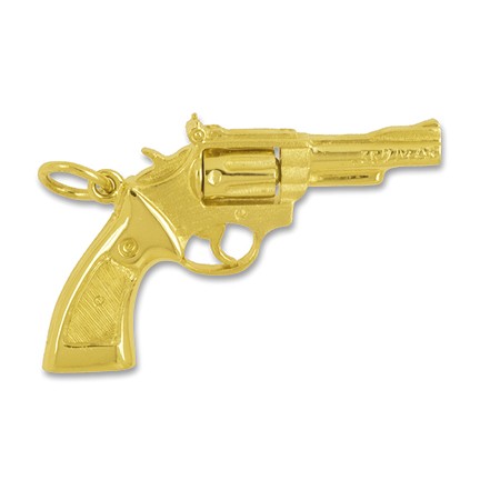 Anhänger Revolver in echt Sterling-Silber 925 und Gold, Ketten- oder Schlüssel-Anhänger