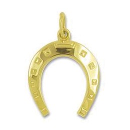 Anhänger Hufeisen in echt Sterling-Silber 925 oder Gelbgold, Ketten- oder Schlüssel-Anhänger
