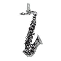 Anhänger Saxophon, Saxofon in echt Sterling-Silber 925 oder Gold, Ketten- oder Schlüssel-Anhänger