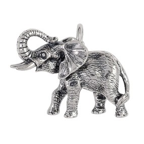 Anhänger Afrikanischer Elefant in echt Sterling-Silber oder Gelbgold, Kettenanhänger oder Schlüssel-Anhänger 