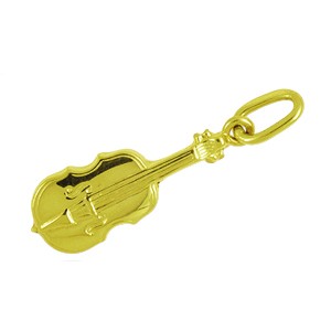 Anhänger Geige in echt Gold, Charm, Ketten- oder Bettelarmband-Anhänger