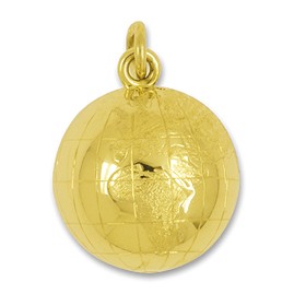 Anhänger Boule, Pétanque, Weltkugel, Globus in echt Gelbgold, Charm, Ketten- oder Bettelarmband-Anhänger