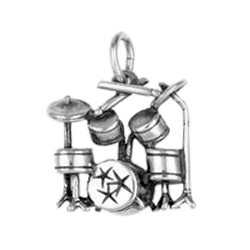 Anhänger Schlagzeug, Drums in echt Sterling-Silber 925 oder Gold, Charm, Ketten- oder Bettelarmband-Anhänger