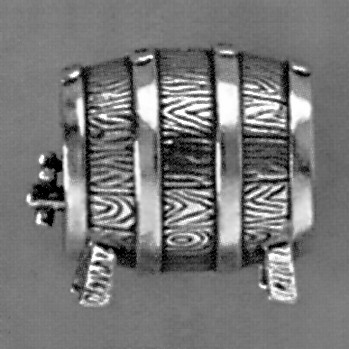 Zierfigur Bierfass in echt Sterling-Silber 925, Standmodell