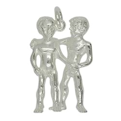 Anhänger Zwillinge, Sternzeichen, Tierkreiszeichen in echt Sterling-Silber 925 oder Gold, Ketten- oder Schlüssel-Anhänger
