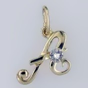 Anhänger Buchstabe "A" in echt Gelbgold mit Diamant, Charm, Ketten- oder Bettelarmband-Anhänger
