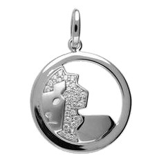 Anhänger Löwe, Tierkreiszeichen in echt Sterling-Silber 925 weiß mit Zirkonia, Ketten- oder Schlüssel-Anhänger