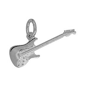 Anhänger Elektro-Gitarre in echt Sterling-Silber 925, Charm, Ketten- oder Bettelarmband-Anhänger