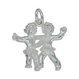 Anhänger Zwillinge, Sternzeichen, Tierkreiszeichen in echt Sterling-Silber 925 weiß, Charm, Ketten- oder Bettelarmband-Anhänger