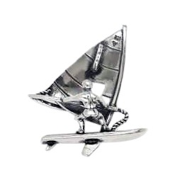 Anhänger Windsurfer in echt Sterling-Silber 925 und Gold, Ketten- oder Schlüssel-Anhänger