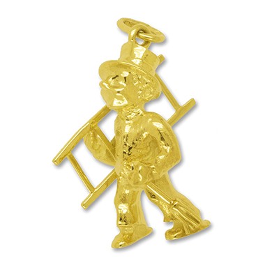 Anhänger Schornsteinfeger in echt Sterling-Silber 925 oder Gelbgold, Charm, Ketten- oder Bettelarmband-Anhänger