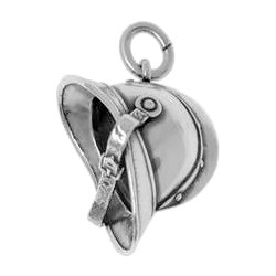 Anhänger Feuerwehrhelm in echt Sterling-Silber 925 oder Gold, Ketten- oder Schlüssel-Anhänger