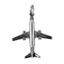 Anhänger Düsenflugzeug 737 in echt Sterling-Silber 925 oder Gold, Charm, Ketten- oder Bettelarmband-Anhänger