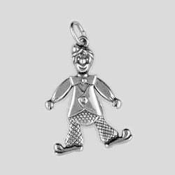Anhänger Clown beweglich in echt Sterling-Silber 925, Ketten- oder Bettelarmband-Anhänger