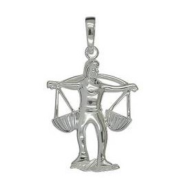 Anhänger Waage in echt Sterling-Silber 925 weiß oder Gelbgold, Kettenanhänger oder Schlüssel-Anhänger 