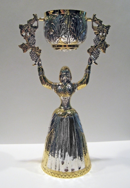 Brautbecher, Brautpokal in echt Sterling-Silber 925 teilvergoldet