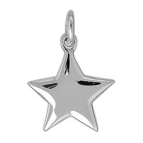 Anhänger Stern in echt Sterling-Silber 925 weiß, Charm, Ketten- oder Bettelarmband-Anhänger
