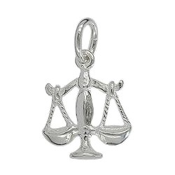 Anhänger Waage, Sternzeichen in echt Sterling-Silber 925 oder Gold, Charm, Ketten- oder Bettelarmband-Anhänger