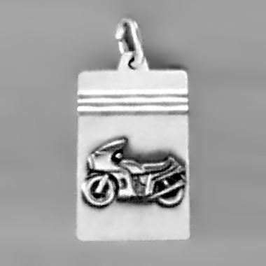 Anhänger Motorrad, Plättchen in echt Sterling-Silber 925 und Gold, Ketten- oder Schlüssel-Anhänger