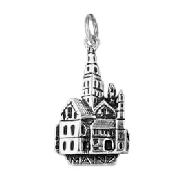 Anhänger Mainz, Hoher Dom St. Martin in echt Sterling-Silber 925 oder Gold, Charm, Ketten- oder Schlüssel-Anhänger