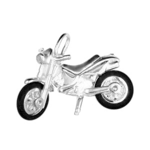 Anhänger Enduro Motocross-Motorrad in echt Sterling-Silber oder Gelbgold, Charm, Ketten- oder Bettelarmband-Anhänger