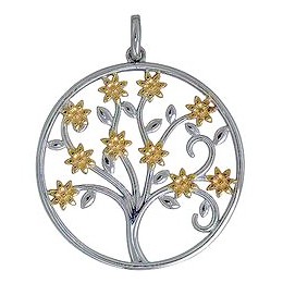 Anhänger Baum des Lebens in echt Sterling-Silber 925 bicolor, Ketten- oder Schlüssel-Anhänger