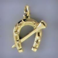 Anhänger Hufeisen mit Nagel in echt Sterling-Silber 925 oder Gold, Charm, Ketten- oder Bettelarmband-Anhänger