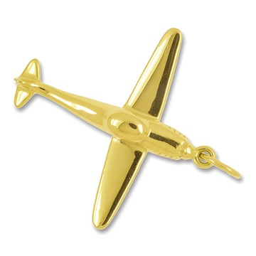 Anhänger Sportflugzeug, Leichtflugzeug in echt Sterling-Silber 925 oder Gelbgold, Ketten- oder Schlüssel-Anhänger